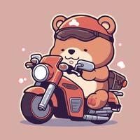 Björn på en motorcykel tecknad serie karaktär vektor