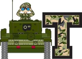 t är för tank alfabet inlärning militär historia pedagogisk illustration vektor