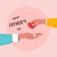 barn som ger kärlek hjärta form till pappa på fars dag firande vektor