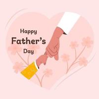 lycklig fars dag firande. en barns hand håller pappans hand. vektor