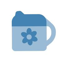 blaue Tasse mit Deckel und Blume für kleine Kinder, Babyzubehör, Vektor-ClipArt. vektor