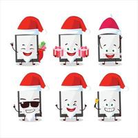 Santa claus Emoticons mit Tablette Karikatur Charakter vektor