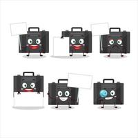 svart resväska tecknad serie karaktär föra information styrelse vektor