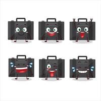 tecknad serie karaktär av svart resväska med leende uttryck vektor