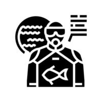 Marine Biologe Arbeiter Glyphe Symbol Vektor Illustration