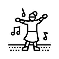 tanzen Kind Freizeit Linie Symbol Vektor Illustration
