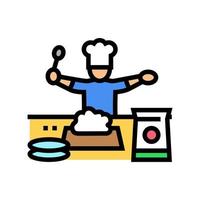 Kochen Kind Freizeit Farbe Symbol Vektor Illustration