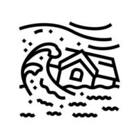 Sturm Flut Katastrophe Linie Symbol Vektor Illustration