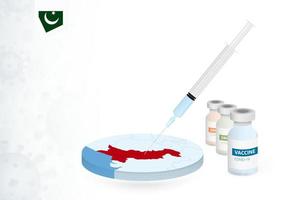 vaccination i pakistan med annorlunda typ av covid-19 vaccin. begrepp med de vaccin injektion i de Karta av pakistan. vektor