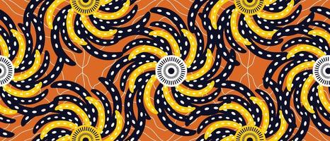 afrikanisch ethnisch traditionell Orange Muster. nahtlos schön kitenge, chitenge, Ankara Stil. Mode Design im bunt. geometrisch Kreis abstrakt Motiv. Blumen- Gelb Drucke, afrikanisch Wachs druckt vektor