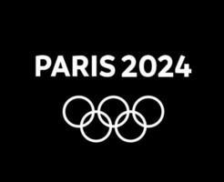 olympisch Spiele Paris 2024 offiziell Logo Weiß Symbol abstrakt Design Vektor Illustration mit schwarz Hintergrund