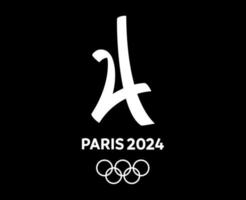 paris 2024 olympic spel officiell symbol logotyp vit abstrakt design vektor illustration med svart bakgrund