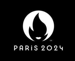 paris 2024 logotyp officiell vit symbol olympic spel abstrakt design vektor illustration med svart bakgrund