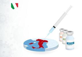 vaccination i Italien med annorlunda typ av covid-19 vaccin. begrepp med de vaccin injektion i de Karta av Italien. vektor