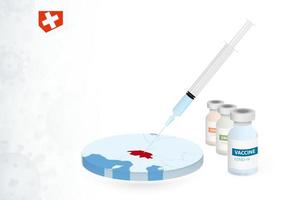 vaccination i schweiz med annorlunda typ av covid-19 vaccin. begrepp med de vaccin injektion i de Karta av schweiz. vektor