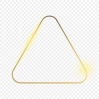 guld lysande avrundad triangel ram isolerat på bakgrund. skinande ram med lysande effekter. vektor illustration.