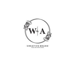 Initiale wa Briefe Hand gezeichnet feminin und Blumen- botanisch Logo geeignet zum Spa Salon Haut Haar Schönheit Boutique und kosmetisch Unternehmen. vektor