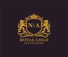 Initiale na Letter Lion Royal Luxury Logo Vorlage in Vektorgrafiken für Restaurant, Lizenzgebühren, Boutique, Café, Hotel, heraldisch, Schmuck, Mode und andere Vektorillustrationen. vektor