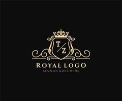 Initiale tz Brief luxuriös Marke Logo Vorlage, zum Restaurant, Königtum, Boutique, Cafe, Hotel, heraldisch, Schmuck, Mode und andere Vektor Illustration.