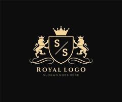 Initiale ss Brief Löwe königlich Luxus heraldisch, Wappen Logo Vorlage im Vektor Kunst zum Restaurant, Königtum, Boutique, Cafe, Hotel, heraldisch, Schmuck, Mode und andere Vektor Illustration.