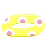 Gelb Schwimmen Schwimmbad Ring mit Blumen, aufblasbar, schweben. Sommer- Ferien Urlaub Gummi Objekt vektor