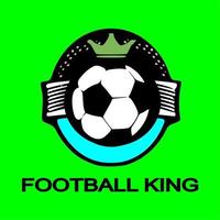 Fußball-Fußball-blau-rotes Abzeichen-Logo-Design-Vorlagen. Sportmannschaftsidentitätsvektorillustrationen lokalisiert auf blauem Hintergrund vektor
