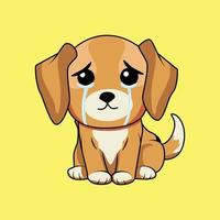 söt hund gråt tecknad serie klistermärke vektor illustration