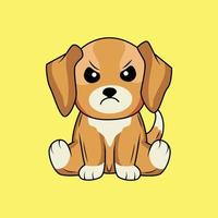 söt arg hund tecknad serie klistermärke vektor illustration