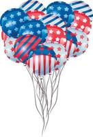 ballonger i USA färger. illustration för de oberoende dag av usa, 4:e av juli. vektor illustration för kort, fest, design, flygblad, affisch, baner, webb, reklam. fest dekorationer element