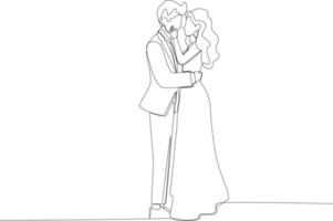 brud- par få redo till kyss på henne bröllop vektor