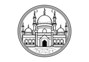 Moschee Linie Kunst Gebäude, Moschee Gliederung Vektor, Moschee Illustration, Moschee Symbol, Moschee Logo vektor