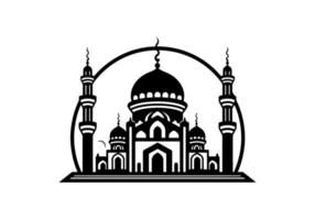 Moschee Linie Kunst Gebäude frei, Moschee Gliederung Vektor, Moschee Illustration, Moschee Symbol, Moschee Logo vektor