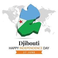 djibouti oberoende dag, 3d tolkning djibouti oberoende dag illustration med 3d Karta och flagga färger tema vektor