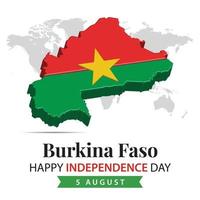 Burkina faso oberoende dag, 3d tolkning Burkina faso oberoende dag illustration med 3d Karta och flagga färger tema vektor