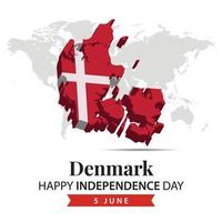 Danmark oberoende dag, 3d tolkning Danmark oberoende dag illustration med 3d Karta och flagga färger tema vektor