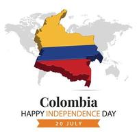 Kolumbien Unabhängigkeit Tag, 3d Rendern Kolumbien Unabhängigkeit Tag Illustration mit 3d Karte und Flagge Farben Thema vektor