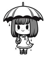 flicka med paraply vektor