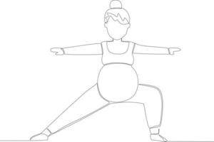 en gravid kvinna håller på med yoga vektor