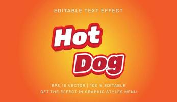 vektor illustration av varm hund 3d text effekt mall