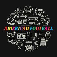 amerikansk fotboll färgglada lutning bokstäver med linje ikoner vektor