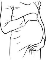 gravid kvinna linje teckning. vektor