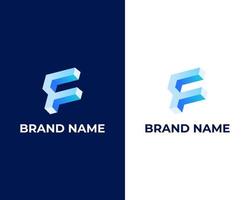 einfach modern modisch 3d Brief f Logo zum Technologie Unternehmen vektor