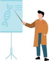 ein Junge ist erklären das Struktur von DNA auf das Tafel. vektor