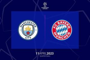 uefa mästare liga 2023 kvartsfinal mellan manchester stad mot Bayern München, spel ett. tbilisi, georgien - april 06, 2023. vektor