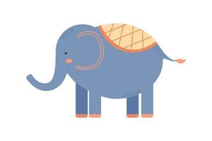süß wenig Elefant im Karikatur Stil. afrikanisch Urwald Tier. Elefant Zeichnung zum Drucken auf Stoff, Verpackung Papier, Hintergrund, Kindergarten, Baby Dusche Karte, Gruß Karte, Kinder T-Shirts, tragen. Vektor