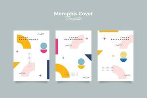 Sammlung von Memphis geometrischen Cover Design-Vorlagen vektor