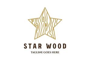 einfach minimalistisch hölzern Star Holz Logo Design vektor