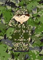 Karikatur salutieren Heer Soldat auf camo Hintergrund Militär- Geschichte Illustration vektor