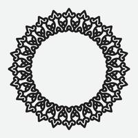 Blumen- runden Rahmen mit schwarz Farbe auf Weiß Hintergrund vektor
