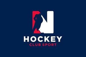 Vektor Initialen Brief n mit Eishockey kreativ geometrisch modern Logo Design.